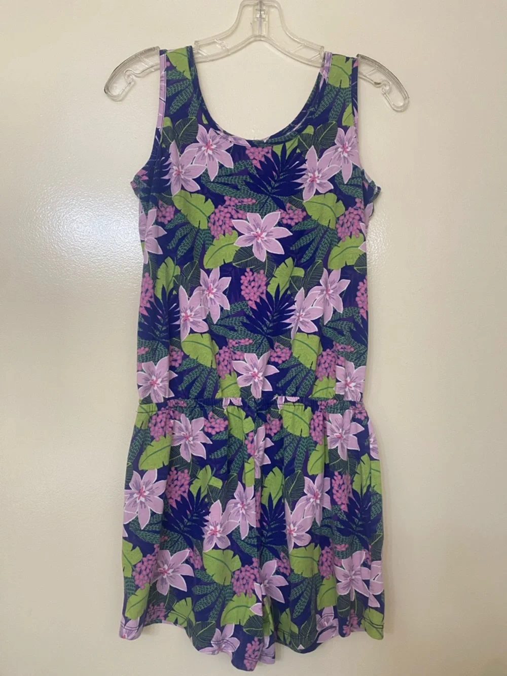 Place Lilac and Navy Floral Tank Romper - Picture 2 of 3